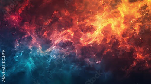 A colorful  fiery background with blue and red flames