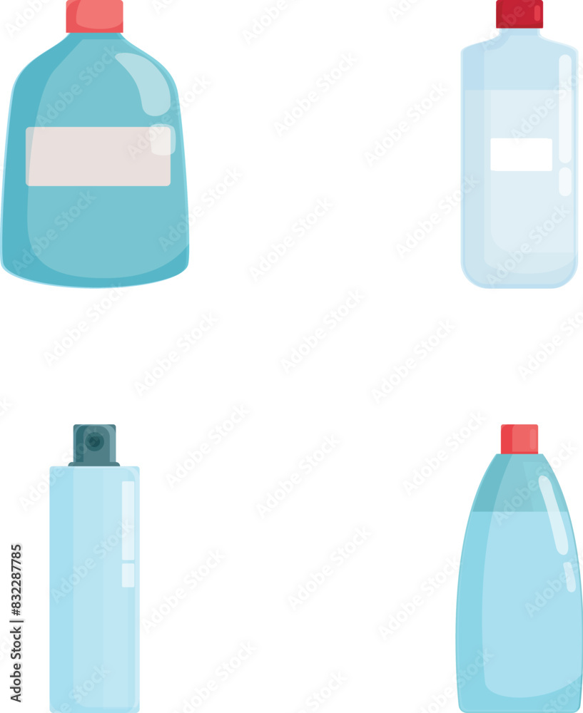 Vector illustration of four different clean plastic bottle types isolated on white Vector illustration of four different clean plastic bottle types isolated on white