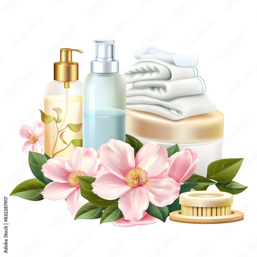 Spa Essentials With Flowers and Towels for Relaxation and Self-Care, Isolated on a Transparent Background, Graphic Resource Spa Essentials With Flowers and Towels for Relaxation and Self-Care, Isolated on a Transparent Background, Graphic Resource