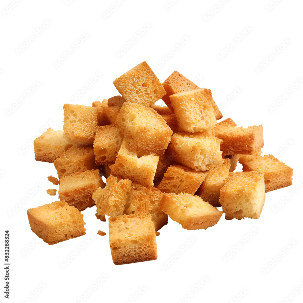 Pile of Freshly Baked Breadcrumb Croutons, Isolated on a Transparent Background, Graphic Resource Pile of Freshly Baked Breadcrumb Croutons, Isolated on a Transparent Background, Graphic Resource