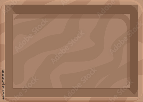 Detailed illustration of an empty wooden picture frame without any content, isolated on a white background