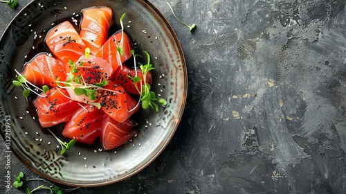 sashimi on the plate with copy space