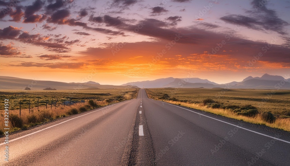 empty road with beautiful sunset sky background travel vacation and freedom concept generative ai
