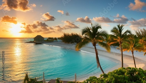 view of cable bay beach during sunset nassau bahamas © Simone