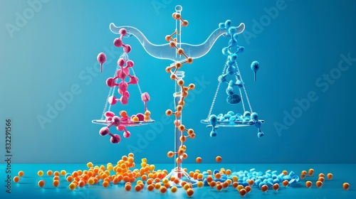 Glutathione maintaining proteostasis, depicted as a balance scale with properly folded proteins on one side and damaged proteins being repaired or degraded on the other photo