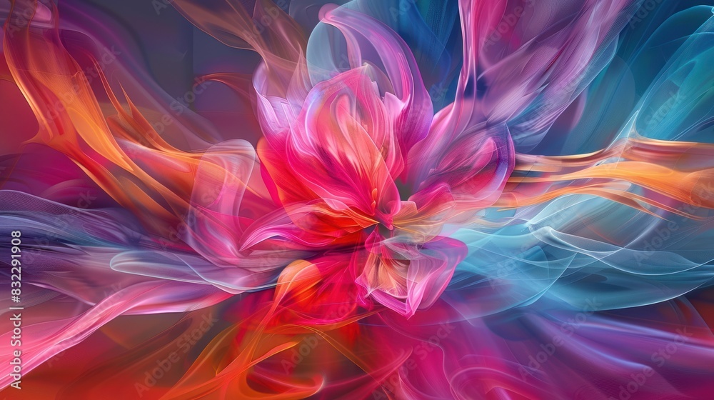 Colorful abstract flower illustration, digital painting