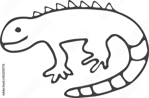 Hand drawn lizard. Vector illustration doodle style. Animals.

