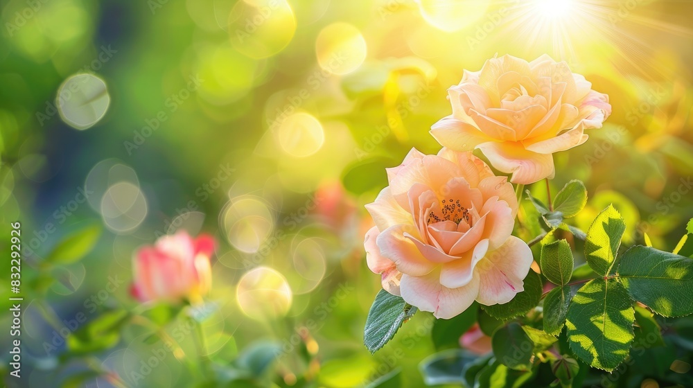 Bibernell rose flower in sunlight with blurred backdrop Bibernell rose flower in sunlight with blurred backdrop