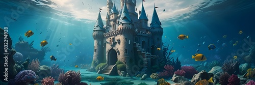 underwater scene with fish, ai generated photo