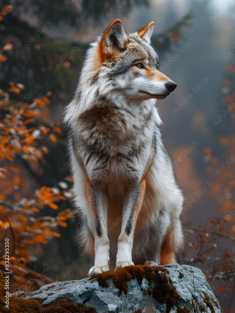 Fototapeta premium a wolf on the cliff