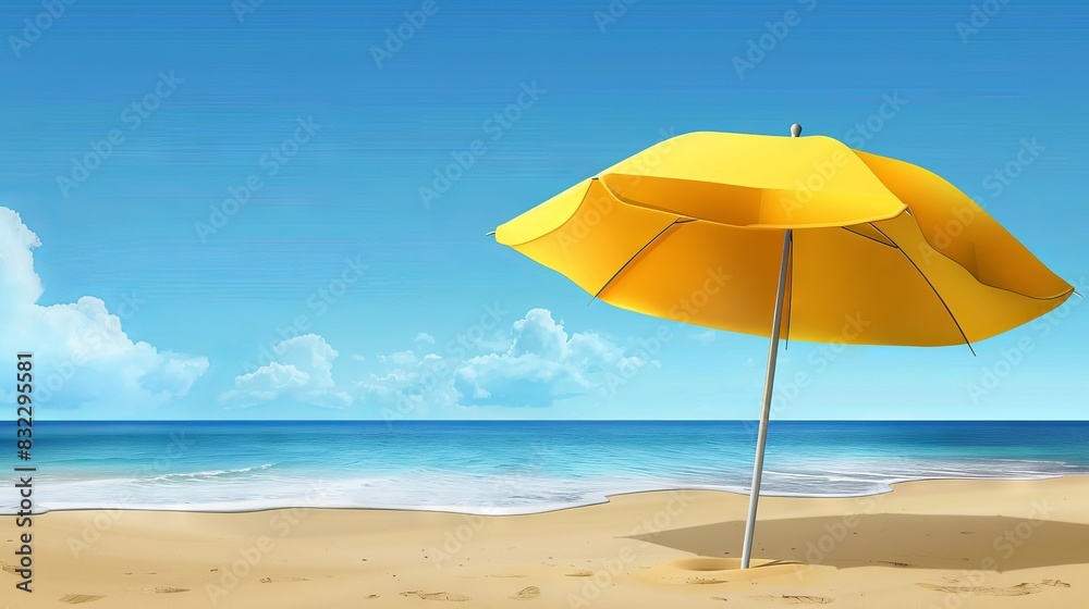 an opened umbrella on the beach an opened umbrella on the beach
