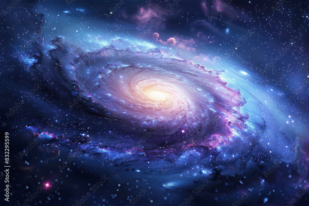 Fototapeta premium Deep Space Scene with Swirling Galaxy Center and Stars
