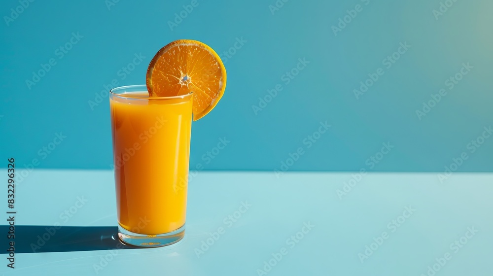 Fresh orange juice with plain background