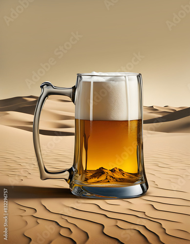 A handle glass of beer in the desert