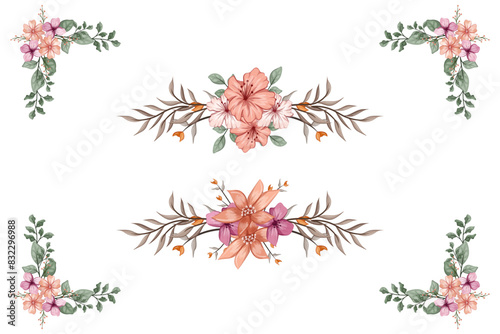 Blooms & Greenery Floral Foliag Ornament Corner Text Separator