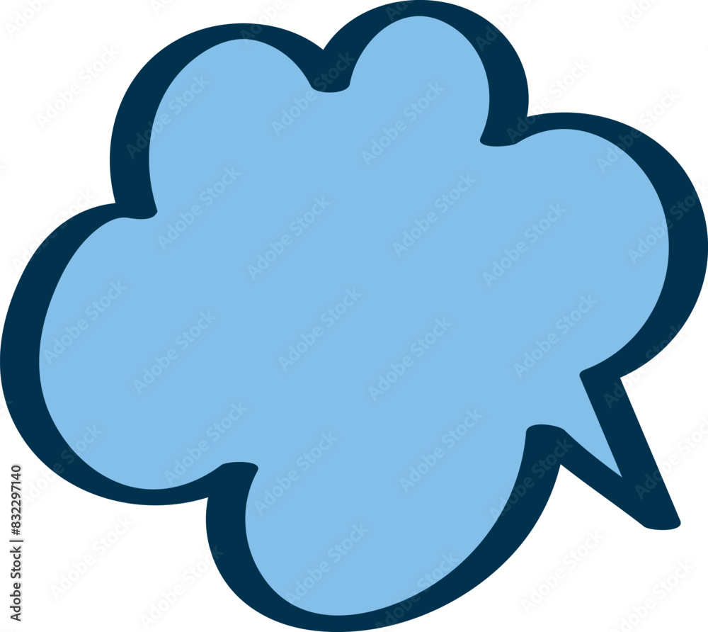 Hand Drawn Blue Speech Bubble with Dark blue Outline Hand Drawn Blue Speech Bubble with Dark blue Outline