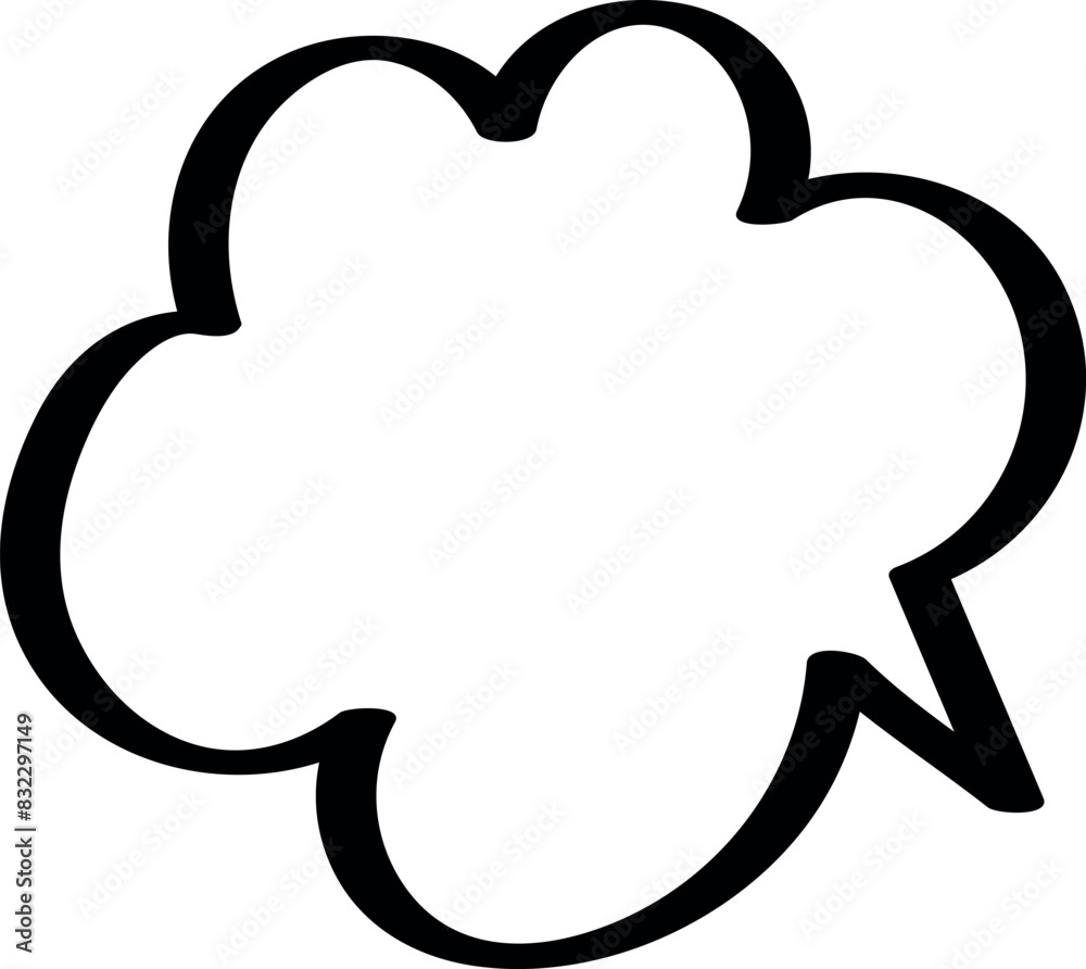 Hand-Drawn Black Outline of a Speech Bubble Hand-Drawn Black Outline of a Speech Bubble