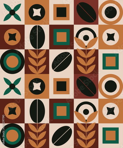 Vector pattern design coffee pattern for packaging coffee banner background poster design element coffee tones