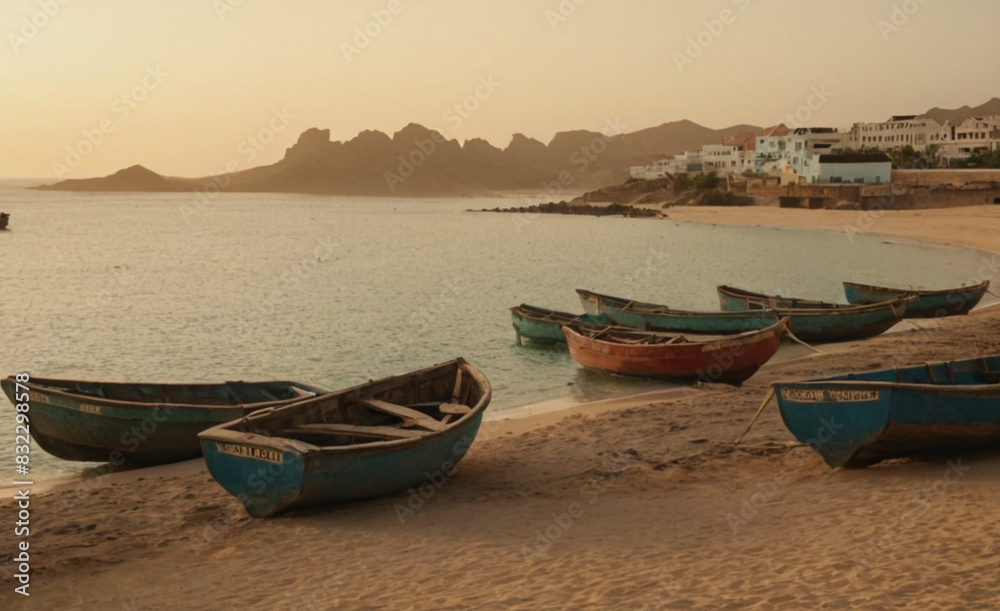 Coastal Charm Tranquil Scene with Boats and Traditional Architecture Coastal Charm Tranquil Scene with Boats and Traditional Architecture
