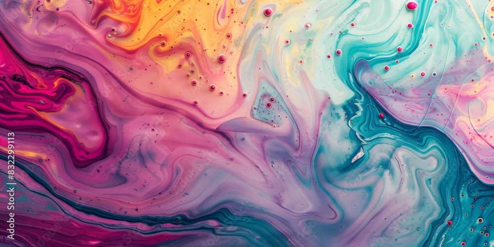 A colorful painting with a blue and pink swirl A colorful painting with a blue and pink swirl