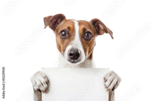Adorable Dog Holding Blank Sign - Perfect for Messages and Announcements