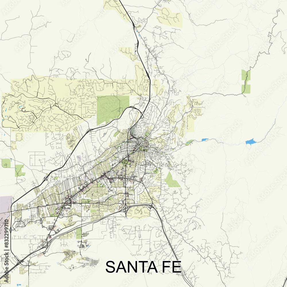 Obraz premium Santa Fe, New Mexico, United States map poster art