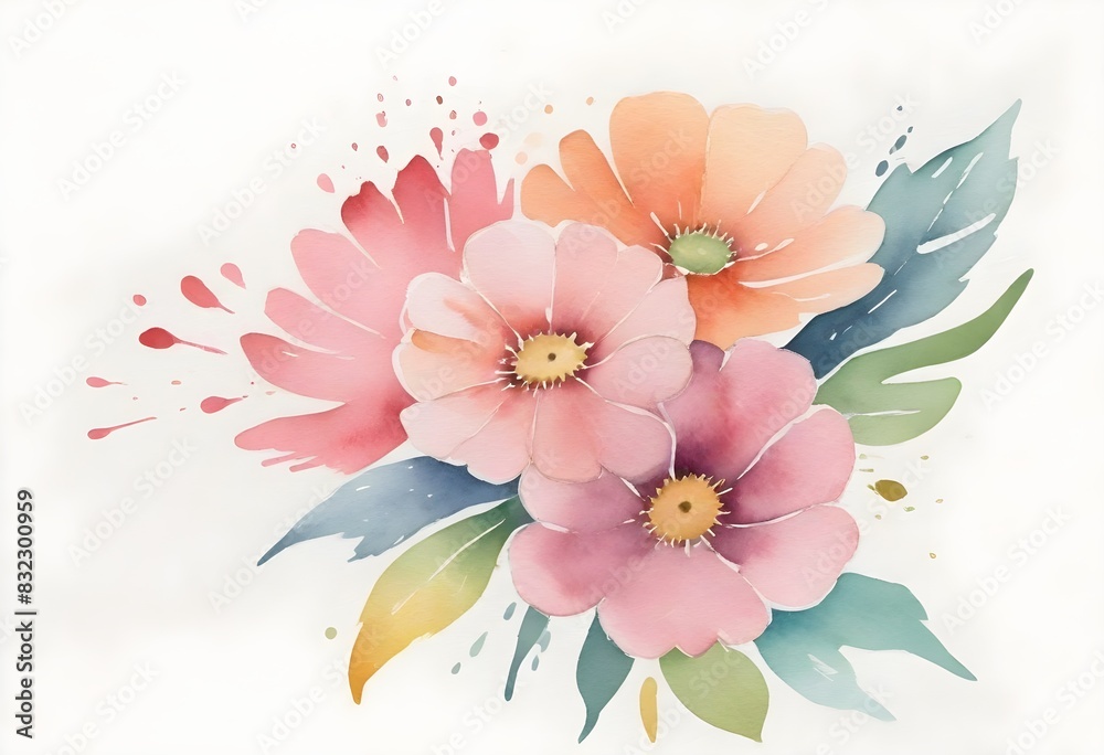 Obraz premium Ink and watercolor flowers