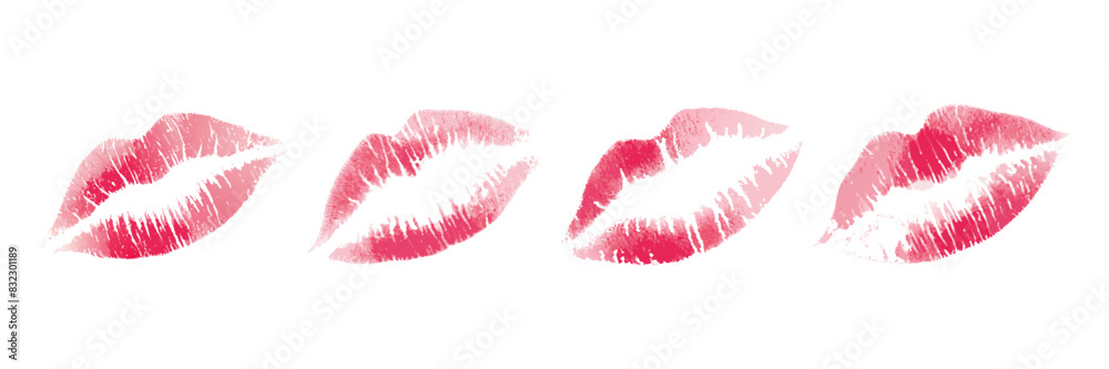 Set of red beautiful watercolor lips. Set of red beautiful watercolor lips.