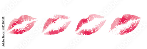 Set of red beautiful watercolor lips.