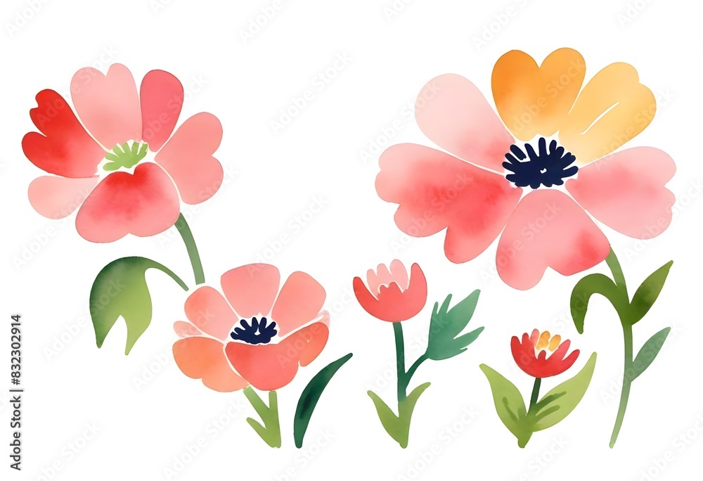Ink and watercolor flowers Ink and watercolor flowers