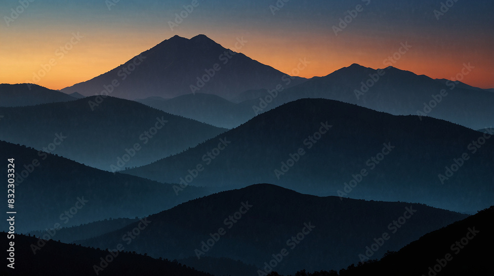Mountain Silhouette Illustration: Majestic Scenery in Captivating Designs