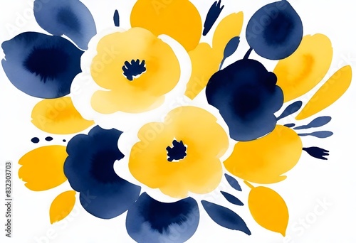 Ink and watercolor flowers