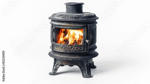 White background isolated charcoal stove