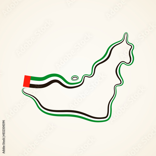United Arab Emirate – Flag ribbon map
