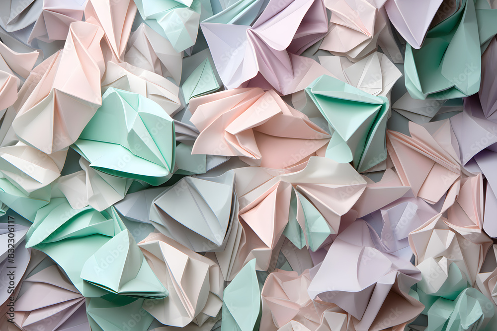 Abstract Origami-Inspired Background with Intricate Folded Paper Shapes. Generative AI