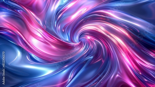 Swirling abstract pattern with metallic hues of blue pink and purple