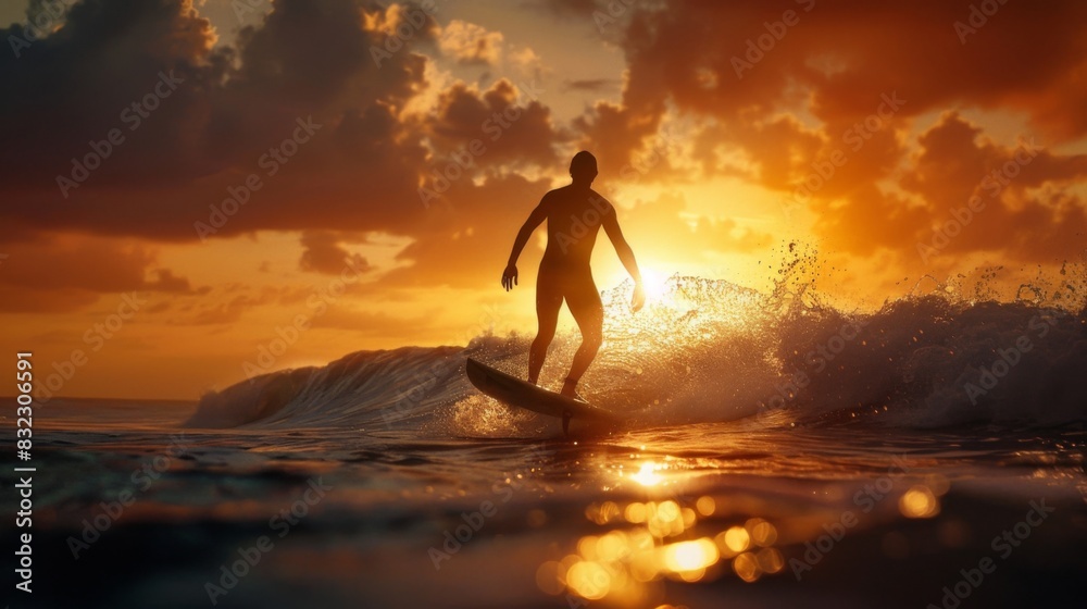 Surfing nature sport background illustration generated by ai