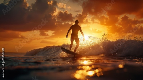Surfing nature sport background illustration generated by ai © tanibond