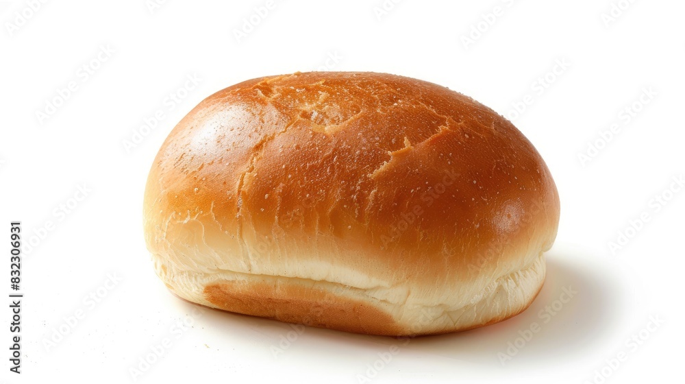 A single new hamburger bun on a white background A single new hamburger bun on a white background