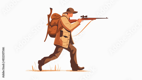 Illustration of a hunter with a gun.