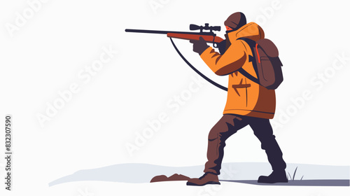 Illustration of a hunter with a gun.