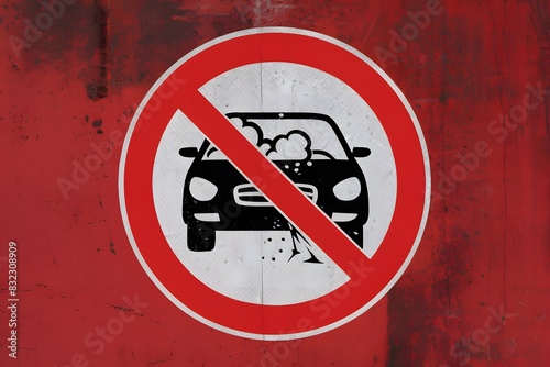 Prohibited car washing   graphic of car being washed crossed out photo