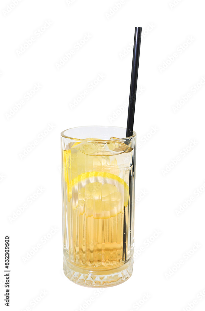 Invigorating drink with a lemon slice and ice Invigorating drink with a lemon slice and ice