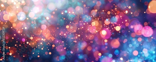 Colorful abstract bokeh background with vibrant lights and soft focus, creating a festive and dreamy atmosphere for holiday or celebration designs.