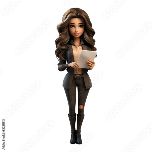 Professional Woman in Sleek Office Outfit holding a page