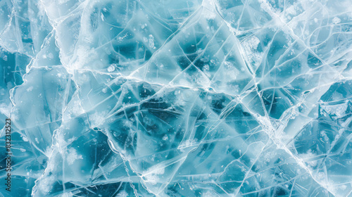 Beautiful winter natural blue ice texture with intricate patterns