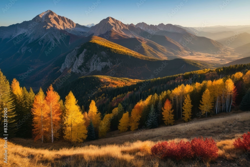 Early Sunrise at Wasatch Range with Vibrant Autumn Foliage