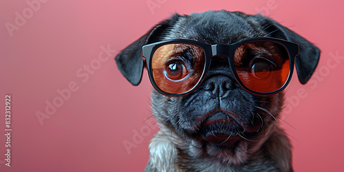 Enchanted Pug Puppy in Glamorous Sunglasse - Surreal Realism