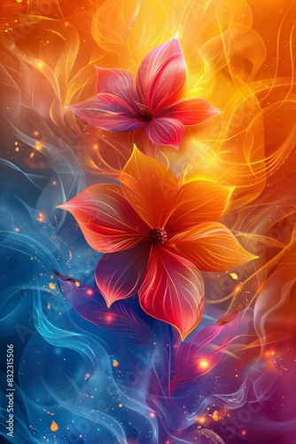 Vibrant Floral Painting With Two Flowers