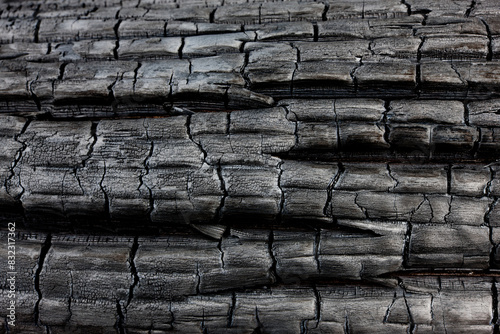 Verkohltes Holz als Holzkohle nahaufnahme